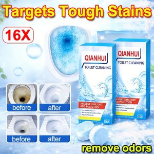 Hot Sale 16Pcs Toilet Bowl Cleaner Effervescent Tablets Automatic Stain Remover Deep Clean Blue Foam Deodorize Best Value