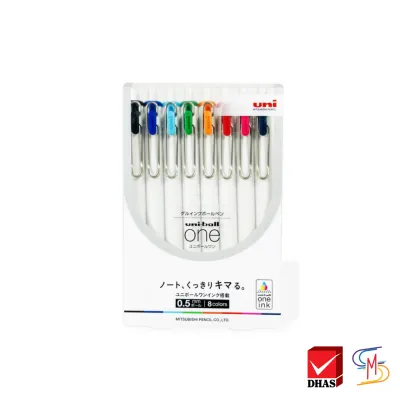 Uni ยูนิ ปากกา ปากกาเจล Uni-ball One UMN-S-38 / S-05 8 สี จำนวน 1 ชุด