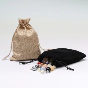 MARBLEX Burlap Jewelry Drawstring Pouches Drawstring Closure Velvet Jewelry Storage Bags Portable Drawstring Dust Sachets Travel Organization