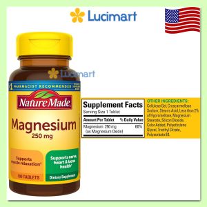 Viên uống bổ sung Magie Magnesium Extra Strength Nature Made [Hàng Mỹ]