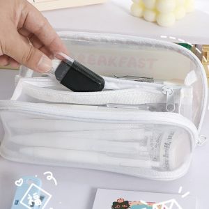 ZG285 Màu sắc đồng nhất Hộp đựng bút lưới Dung tích lớn Kho lưu trữ mỹ phẩm Túi đựng văn phòng phẩm Đa chức năng Di động Túi bút chì Hàn Quốc Học sinh