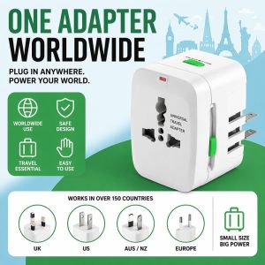 Travel Adapter Universal Plug Converter Power Charger Socket Compact Portable Home Use