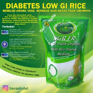 Beras Diabetes Organik 2 kg - BERAS DIABETES LOW GI White Rice - Beras Organik HOTEL 2kg - Diabetes Beras 2kg - Sugar Free White Rice - Beras Index Glikemic Rendah
