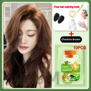 【Free Gift 】10PC 300ML Natural Plant Hair Dye Permanent Herbal Black Shampoo No Damage Hair Coloring
