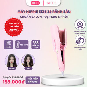 Máy Làm Tóc Xoăn Hippie Máy Uốn Sóng Nước Dập Xù Trục Gốm Cao Cấp Chống Bỏng Tạo Kiểu Tóc Nữ 25mm 28mm 32mm