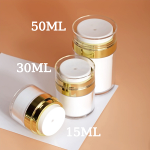 Transparent Portable Acrylic Airless Pump Jar Refillable Creams Gels Lotions Dispenser Travel Leak Proof Cosmetic Container Moisturizer Vacuum Bottle