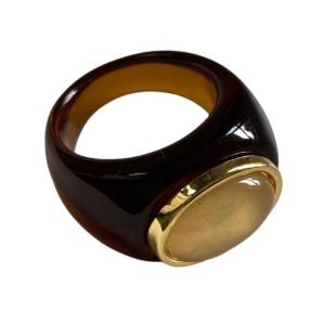 Elegant Resin Finger Ring Transparent/Amber Color Ring for Everyday and Casual Outfits Trendy Women Accessories