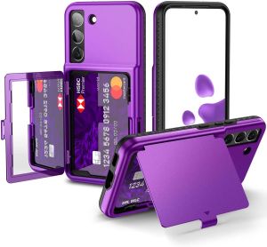 Kickstand Flip Hidden Mirror & Credit Card Holder Wallet CaseDual Layer Hard PC Soft TPU Shockproof Phone Case Cover for Samsung Galaxy S26 UltraS26 Plus S25 Ultra.S25 PlusS24 UltraS24 PlusS23 UltraS23 PlusS22 UltraS22 PlusS21 Ultra