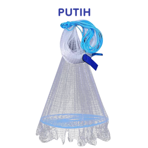 Bumi Damai Jala Jaring Lempar Frisbee 240 300 360 420 480 CM Benang Ban Merah Monofilamen Putih Mesh Pancing Penangkap Perangkap Ikan Udang Kepiting Piring Bulat Fishing Throw Net Cage
