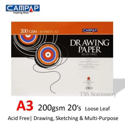 Campap Premium Drawing Paper A3 200gsm/20 Sheet | Kertas Lukisan Sekolah