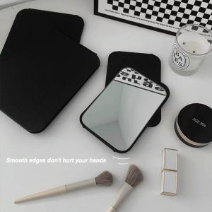 1pcs Portable Vintage Folding Mirror Pu Leather Student Dormitory Office Makeup Desktop Dressing