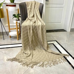 ZH Nordic Knitted Sofa Throw Blankets Office Air Conditioning Blanket Nap Blanket Home Decoration Bedside Towel Blanket