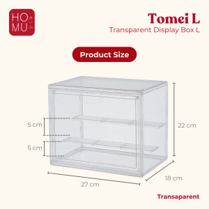 HOMU TOMEI Transparent Storage Display Box L Transparent Acrylic Action Figure Stand 2 Susun Tingkat Tangga Rak Pajangan Akrilik Transparan