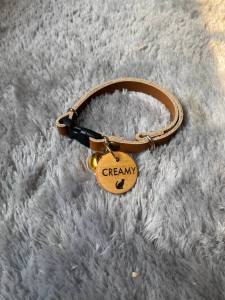 Kalung KUcing Custom Nama Tali Kulit estetik