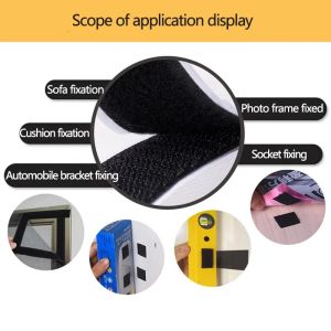 5Meters Strong Self-Adhesive Fastener Hook and Loop Tape Black White Nylon Sticker Tape Adhesive with Strong Glue Klittenband DIY