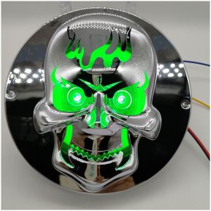 1 Pc - 4 inch Strobe Round Rear Brake Light Flash Turn Tail Lamp for Truck Trailer with Skull Cover