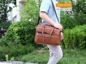 JEEP SPIRIT 1941 ESTD Mens Solid Color Bag Waterproof Business Bag Artificial Leather Briefcase Large Capacity Handbag Shoulder Bag Large Leisure Business Office 14 inch Laptop Briefcase Shoulder Bag Handbag