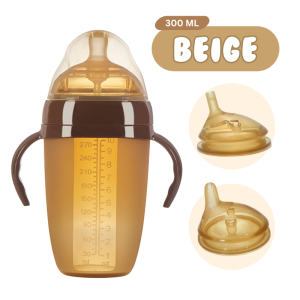 DAPANDA 3-way Baby Feeding Bottle Drop-Resistant Silicone Toddler Wide Neck Feeding Bottle Straw