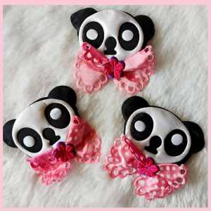 Patch aplikasi panda rok pink hiasan seserahan hampers souvenir pernikahan unik murah