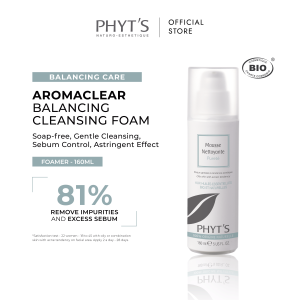 PHYTS AROMACLEAR Balancing Cleansing Foam 160ml Gentle Cleansing Foam For Oily Blemish-Prone Skin (MOUSSE NETTOYANTE PURETE)