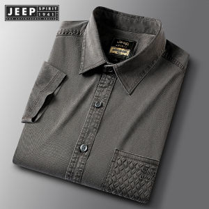 JEEP SPIRIT 1941 ESTD Mens Polo Tencel Shirt Loose Solid Color Fashion Casual Top Button Breathable Short Sleeve