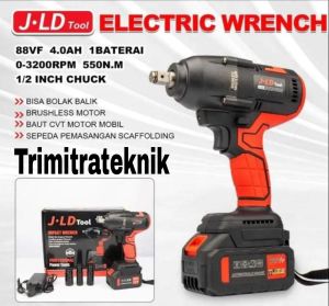 {BISA COD} PEMBUKA BAUT MOBIL BOR IMPACT WRENCH TORSI BESAR JKL 88S TIPE HEMAT SATU BATERAI