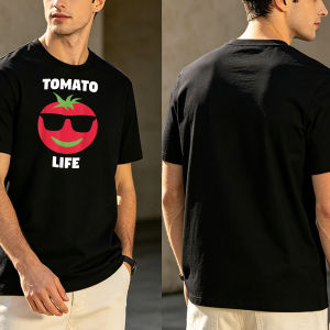 Cool Sunglasses Tomato Cartoon "Tomato Life" Text Print Tee Summer Men Clothes Casual Short Sleeve Men Graphic T Shirt