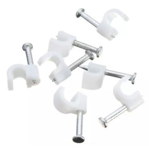 30Pcs/100Pcs - Round steel nail cable clamp for Ethernet LAN cable wall nail fixer 8mm