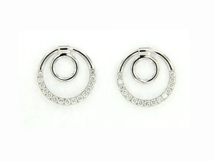 Poh Heng Jewellery 18K Double Loop Diamond Earrings in White Gold