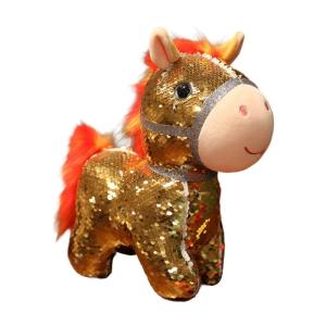 Colorful Sequined Stuffed Animal Toy Premium PP Cotton Kids Study Companion Desk Decoration Gift