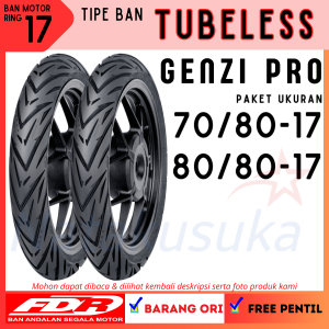 FDR Paket Ban Motor Genzi Pro 70/80-17 & 80/80-17 Tubeless TL Motor Bebek FREE PENTIL