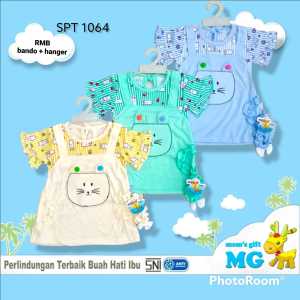 Babysmart - Baju Dress bayi/Anak Perempuan Cewek + BANDO motif SALUR RABBIT SPT1064 MOMS GIFT SNI usia 0 -12 bulan / Pakaian anak