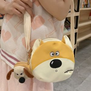 SUNNY BAR Màu tương phản Túi đeo chéo cho chó Chó Con Phong cách Hàn Quốc Túi đeo vai dễ thương Hoạt hình Với Pendan Túi hoạt hình cún con Nữ Cô Gái