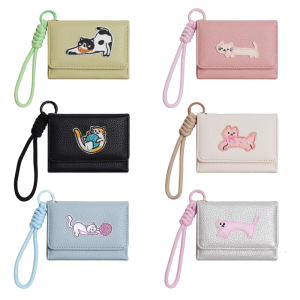 Whimsical Motif Slim Bifold Wallet Multiple Storage Spaces Wearable Strap Ergonomic Compact Design