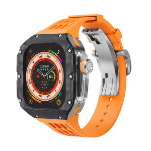 YALILAI Carbon Fiber Case and Fluororubber/FKM Band for Apple Watch Ultra 3/2 49mm with Titanium Alloy Middle Frame GD Series Luxury Richard RM Mod Kit for Apple Watch Ultra 49mm