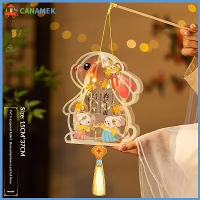 CANAMEK Trung thu Lễ hội LED thỏ đèn lồng dễ thương mô hình hoạt hình ánh sáng ấm áp cho kỳ nghỉ lễ kỷ niệm trẻ em Quà tặng trang trí nhà