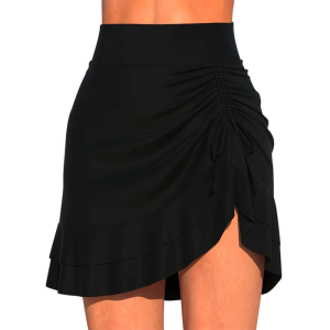 Ruched tua VÁY BƠI cho phụ nữ skirted Bộ Đồ Tắm dưới với váy dây rút cạp cao với xây dựng trong tóm tắt