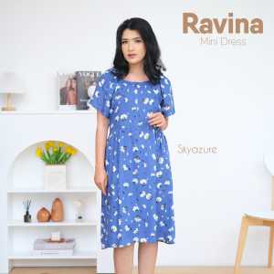Ravina mini dress/Dress motif/Rayon premium/Busui Friendy/Lengan pendek
