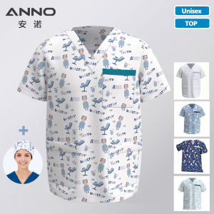 ANNO Hospital Medical Clothing Scrub Tops Nursing Uniform for Male Female Clinic Supplies Nurse Coveralls Shirts Sanitary Uniforms