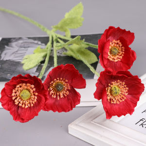 Bunga 4 Head Bloom Poppies Artificial/Bunga dekorasi