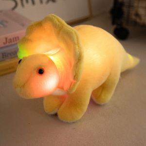 JOJO CASTLE Luminous Dinosaur Plushie Creative Light Up LED Stuffed Animal Triceratops Tyrannosaurus Tanystropheus Plush Toy Colorful Glowing Shiny Plush Toys Christmas Gift