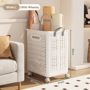 [SG Stock]Foldable Laundry Hampers Clothes Storage Bag With Wheels Space Saving Large Capacity Moisture Resistant