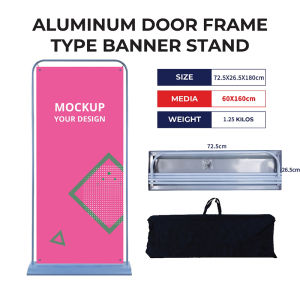 🔥2X Heavy Duty & Windpoof🔥DELILAH Door Frame Banner Stand 60cm*160cm/80cm*180cm Hook-On Collapsible & Portable Double Sided Stainless Steel Base for Tarpaulin Advertising trade shows retail displays corporate events Wedding Decoration Stand（only stand）
