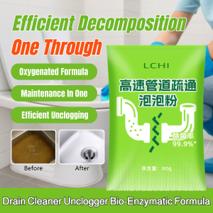 Drain Cleaner Powder Oxygen Bubble Unclogger Bio-Enzymatic Formula Oxygen Bubble Drain Cleaner Fast-Acting Pipe Unclogger Bio-Enzymatic Formula Dissolves Grease Hair Clogs Septic Safe for Kitchen Sink Toilet Bathroom