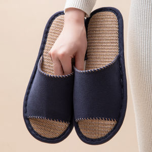 [Free Shipping] New Linen Slippers For Couples Spring And Autumn Indoor Silent Non-Slip Japanese-Style Cotton And Linen Slippers For Women Spring And Summer