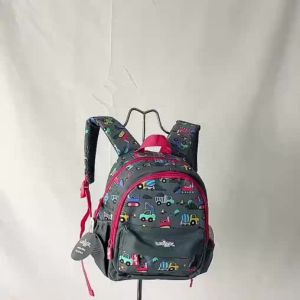 LJAustralia Smiggle Original Childrens Schoolbag Baby Backpack Boys Cartoon Construction Site Vehicle Pattern 11 Inch Kids‘ Bags