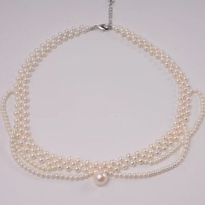 New Natural Freshwater Pearl necklace pendant Fine Jewelry white double-layer Elegant Pure Banquet Wedding luxury X1064