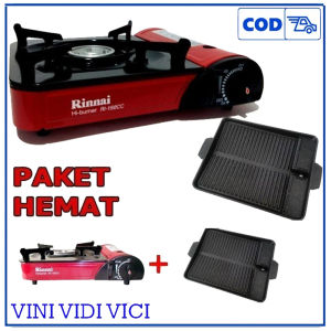 KOMPOR PORTABLE RINNAI RI 150 CC+ Grill GFF BBQ Persegi Anti Lengket PROMO