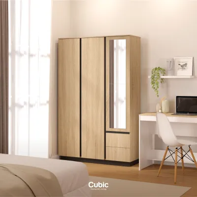 Cubic Lemari Pakaian Cemin Minimalis 3 Pintu - LUNA TIVO LP 3P