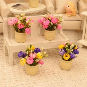 TANTUANG Multistyles Dollhouse Miniature Simulation Vase Mini 1:12 Green Luo Plant Plastic Finished Flower Vase Potted Plant Doll House Accessories